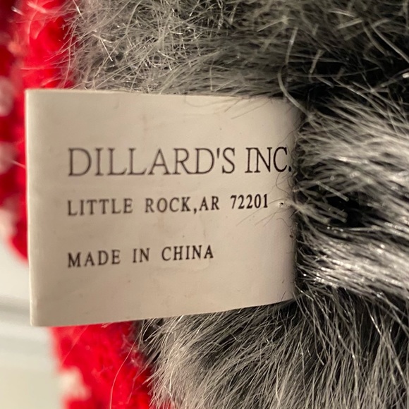 Dillards USA Gray Bear 17" Hoodie Knitted Sweater Flag Red Plush Stuffed - Picture 8 of 9